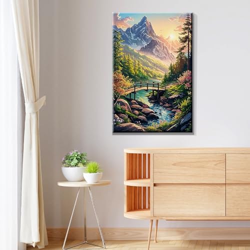 JOOZ Landscape Paint by Number for Adults Beginner with Frame Paint by Number Kits Sunsets on Canvas with Easel DIY Digital Oil Painting for Home Wall Decor Gifts 7.87x11.81 Inch - Image 5