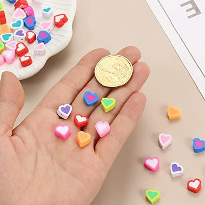 100pcs Contrast Color Love Heart Polymer Clay Beads for Women Jewelry Making DIY Bracelet Necklace Hair Clip Accessories (Mixed Heart) - Image 6