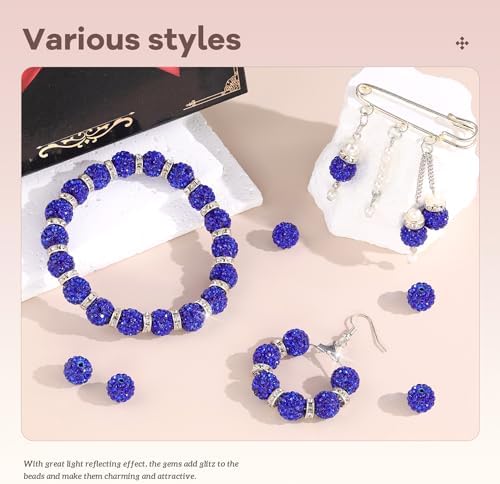 200pcs 10mm Rhinestone Beads for Jewelry Making, Dark Blue Shiny Round Disco Ball Beads Bulk, Sparkle Crystal Clay Christmas for Bracelet Baseball Necklace Earring Crafting and DIY - Image 2