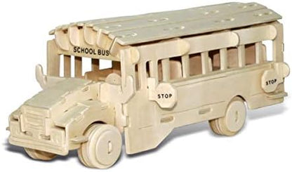 Puzzled 3D Puzzle School Bus Wood Craft Construction Kit - 112 Pieces Pack by Puzzled