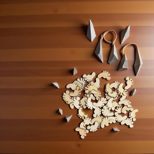 50 Pcs Unfinished Wood Crafts, Wood Slices, Foot Shape Cutouts, Wooden Blanks for Painting, DIY, Tags, Bookmarks - Image 5