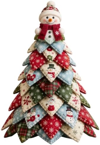 TREBIN DIY Patchwork Animal Kit, Fabric Sewing Set for Adults, Handmade Patchwork Craft Set for Decorative Gnome Halloween Christmas Ocean Animal Home Decor Project (Snow DIY Quilted Christmas Tree) - Image 6