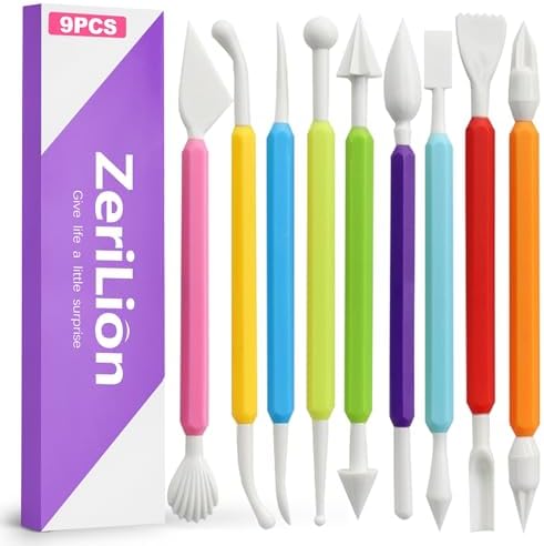 ZeriLion 9 Pcs Clay Sculpting Tools Set for Adults, Double-Ended Pottery Carving and Modeling Tools for Professional Air Dry and Polymer Clay Crafting by Unknown