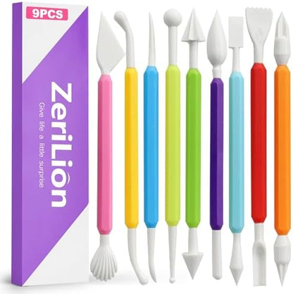 ZeriLion 9 Pcs Clay Sculpting Tools Set for Adults, Double-Ended Pottery Carving and Modeling Tools for Professional Air Dry and Polymer Clay Crafting by Unknown