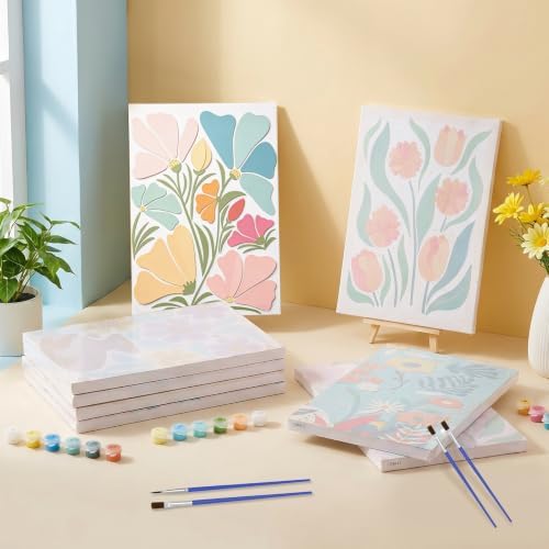 12 Set Paint by Numbers Kit for Adults with 8x12 In Simple Flower Painting - Image 2