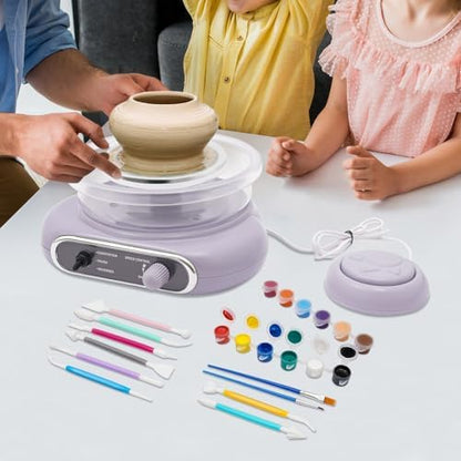 Jiabailie Mini Pottery Wheel Kit,4.7" Turntable Electric Pottery Wheel with Foot Pedal,Clay Making Pottery Machine with 8 Pottery Shaping Tools, Craft Kits for Kids - Image 7
