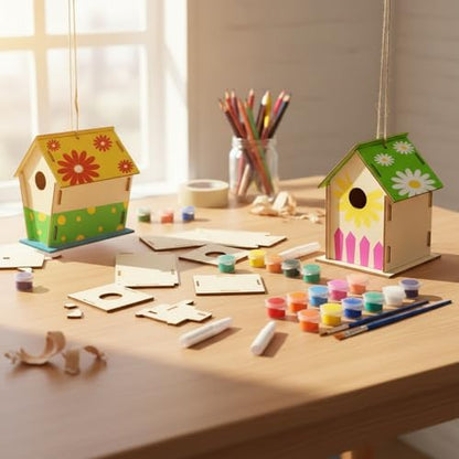 DIY Natural Wood Craft Kit - Pre-Cut Paintable Assembly Set for Home Decor, Includes Wooden Pieces for Creative Painting Projects - Image 2