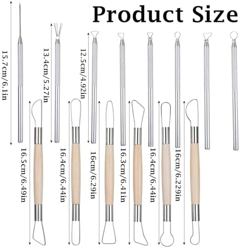 Pottery Ribbon Sculpting Tools Kit 14 PCS Clay Carving Tools - Image 2