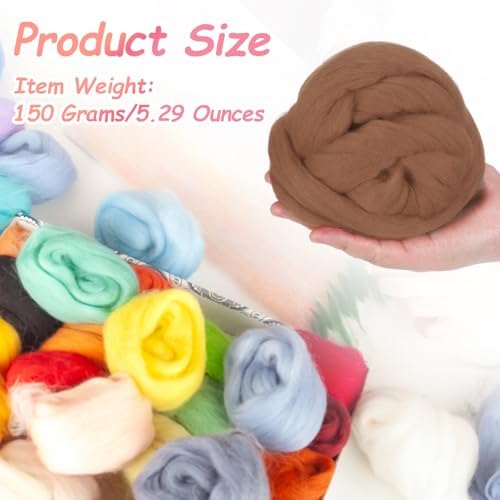 PATIKIL Wool Roving Yarn, 150G/5.3OZ Soft Felting Wool Pure Chunky Roving Yarn Bulk for Needle Felting Knitting Blanket Spinning Weaving DIY Craft, Dark Khaki - Image 2