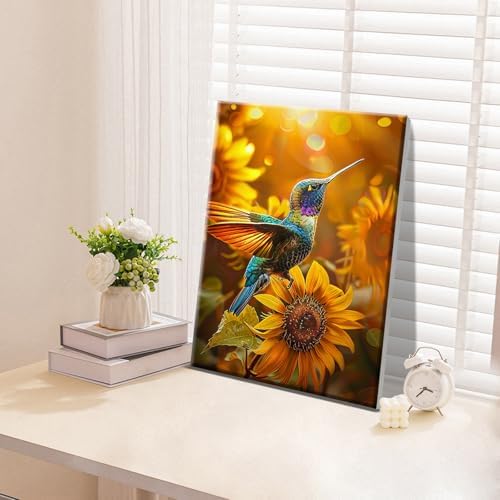 ATDMS Bird Paint by Numbers Kit for Adults with Frame Landscape Paint by Number with Easel DIY Flower Adult Paint by Number Kits Sunflower Paint by Numbers Kit on Canvas for Home Wall Decor 8x12 Inch - Image 4