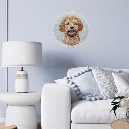 Punch Needle Kits Golden Doodle Dog 20x20cm-3 - Image 7