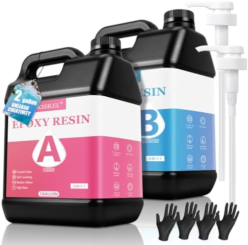 KISREL Epoxy Resin Kit 2 Gallon, Crystal Clear No Yellowing No Bubble Resin by KISREL