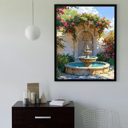 MBNTJHT Landscape Paint by Numbers Kit for Adults Beginner,DIY Fountain and Flowers Paint by Number Kits on Canvas,Unframed Watercolor Art Painting Kit Crafts for Home Wall Decor 16X20 Inch. - Image 3