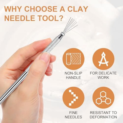 4 Pcs Ceramic Tools Polymer Clay Wire, Ymapinc Feather Wire Scoring Tool Pottery Tools Clay Needle Ceramics Texture Tool for Ceramic Sculpting Texturing Modeling Scoring Pottery Supplies - Image 5