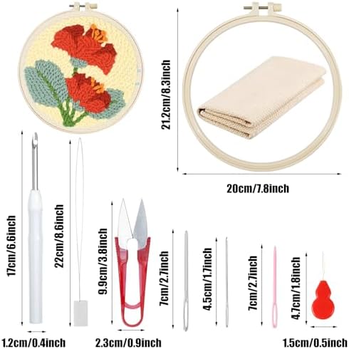 Woohome Punch Needle Kit Included Plastic Hoops, Punch Needle Cloth, Color Yarn and Punch Needle Tools for Adults, Beginners (Sunflowers, Butterflies and Flowers) - Image 6