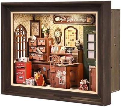 Book Nook Kit-3D Wooden Puzzle with LED Touch Control & Wall-Mountable Frame,DIY Miniature House for Beginners,Bookshelf/Tabletop/Wall Decor for Craft Lovers,Dollhouse Gift,Mail Gift Cottage by DROICC