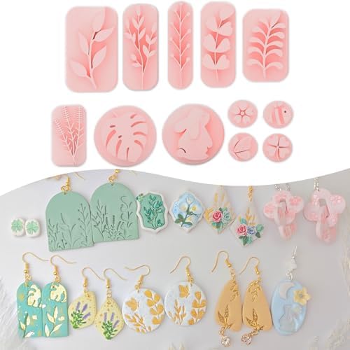 Polymer Clay Stamps Tool Set for Adults, 3D Print 12 Shapes of Plant&Animal by Jopgeey