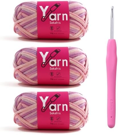 Beginner Yarn for Crocheting Cotton Crochet Yarn #4 Pinkish Purple by Sekafris