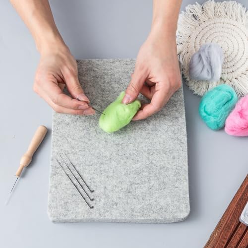 Amylove 8 Pcs Needle Felting Pad Needled Felting Mat Wool Supplies Thick Firm Base Woolen Block for Beginners Crochet Knitting Projects Kit Tool, Gray (8 x 10 x 1 Inch) - Image 4