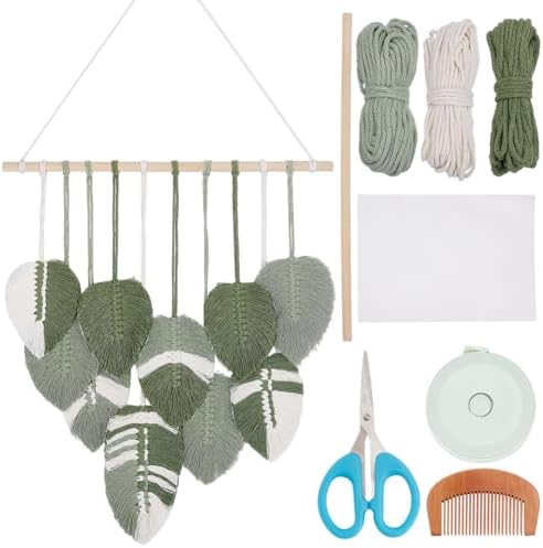ORIGACH DIY Macrame Leaf Wall Tapestry Kit for Beginners Adults Easy Macrame Leaves Boho Wall Hanging kit for Nursery Living Room Bedroom Decor by ORIGACH