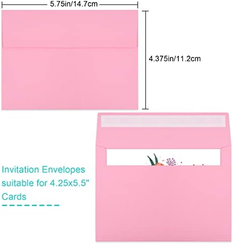 70 Packs of Invitation Envelopes, A2 Envelopes Pink Postcard for 4.5x5.5 Cards for Invitations, Self Seal for Photos RSVP, Greeting Cards - Image 2