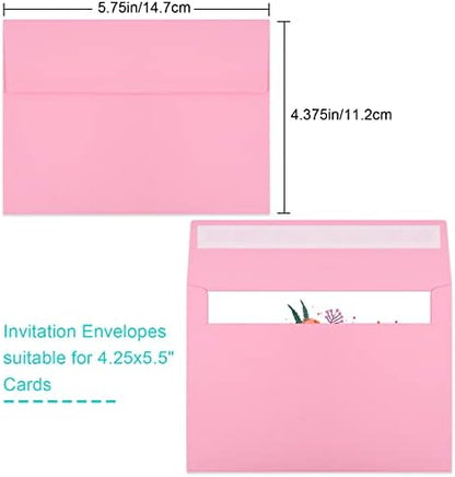 70 Packs of Invitation Envelopes, A2 Envelopes Pink Postcard for 4.5x5.5 Cards for Invitations, Self Seal for Photos RSVP, Greeting Cards - Image 2