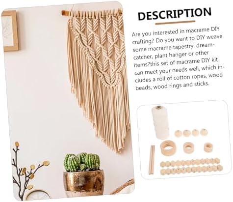 OHPHCALL Macrame Wall Hanging Kits DIY Macrame Tapestry Kit Cotton Thread Beads Rings Easy to Use for Adults - Image 7