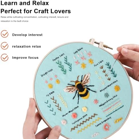 JOINRUN Beginner Embroidery Kit for Adults, 3 Pack with Video Tutorial - Image 4