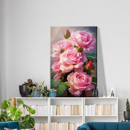 ATDMS Paint by Numbers Kit for Adults with Frame Flowers Paint by Numbers Kit with Easel DIY Adult Paint by Number Kits on Canvas Framed Floral Oil Painting Kits for Home Wall Decor 8x12 Inch - Image 2