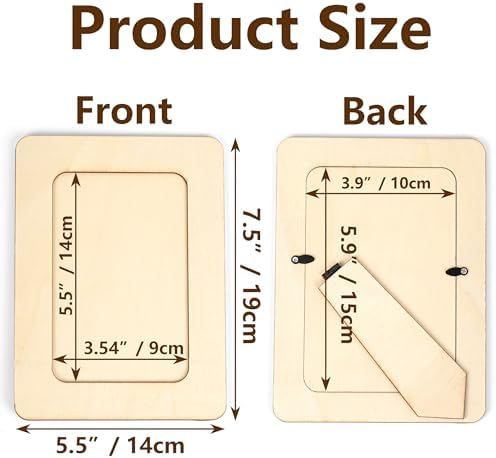 Lesnala 6 Pcs Unfinished Wood Picture Frame Crafts DIY Kits with Stickers - Image 5