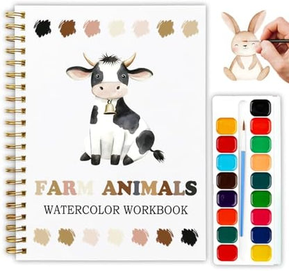 12 Farm Animal Patterns Watercolor Set, Countryside Memories Painting Book for Beginners, DIY Art Gift for Adults and Women, Relaxing Farmhouse Lover Workbook by Unknown