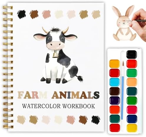 12 Farm Animal Patterns Watercolor Set, Countryside Memories Painting Book for Beginners, DIY Art Gift for Adults and Women, Relaxing Farmhouse Lover Workbook by Unknown