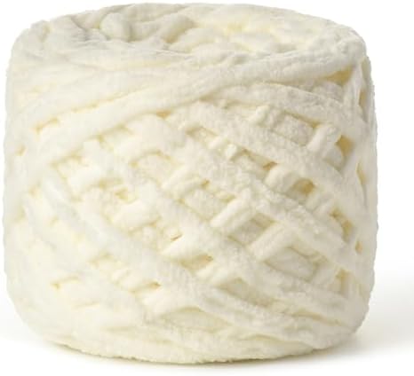 Plush Chenille Chunky Yarn 100g (49.2yd) - Fluffy Velvet Yarn Crochet for Blanket Knitting and Crocheting - Baby Yarns for Crocheting Soft - Amigurumi Yarns (Milky White) by OMoiut