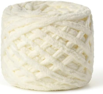 Plush Chenille Chunky Yarn 100g (49.2yd) - Fluffy Velvet Yarn Crochet for Blanket Knitting and Crocheting - Baby Yarns for Crocheting Soft - Amigurumi Yarns (Milky White) by OMoiut