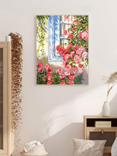ZRIZQ Paint by Numbers Kit for Adults Beginner,Flowers Window,16x20 - Image 6