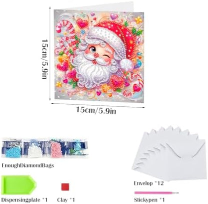 12 Pcs Diamond Art Greeting Cards with Envelopes Merry Christmas Snowman Xmas Theme Diamond Painting Greeting Cards DIY Diamond Art Crafts for Adults Teens (Colorful-2) - Image 7