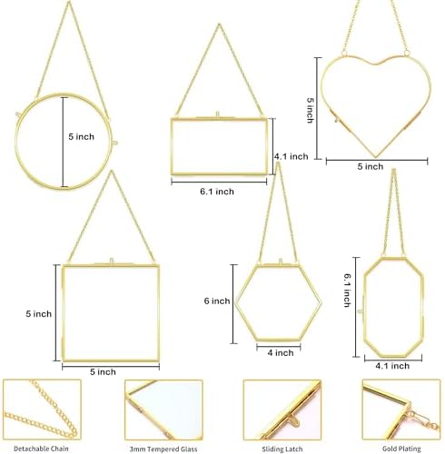 Pressed Flower Frames, Double Glass Hanging Picture Frames 6PCS - Image 2
