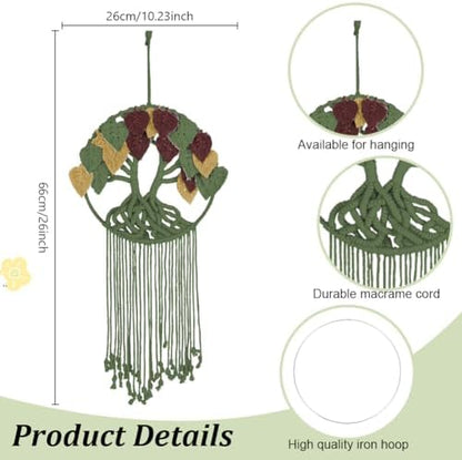 ORIGACH DIY Macrame Tree of Life Wall Hanging Kit Handmade Boho Leaves Tapestry Macrame Kit for Beginner Adults with Step by Step Instruction Macrame Wall Decor for Living Room, Dark Green - Image 3