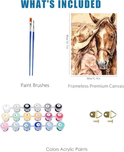 Girl Hugging Chestnut Horse Paint by Numbers Kit for Adults Beginner - Image 5