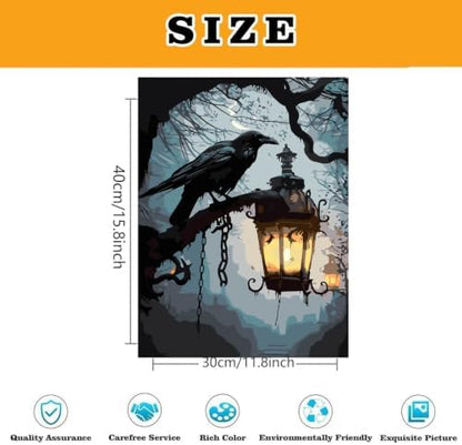 Gothic Crow Paint by Numbers Kit for Adults Framed Canvas Frameworkless - Image 3