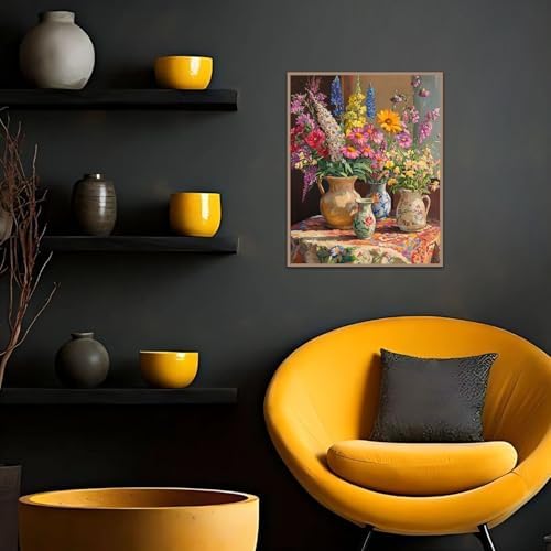Banket Paint by Numbers Kit for Adults Beginner Flower DIY Oil Painting Kits for Adults Bottle Flowers Easy Adult Paint by Number Kits on Canvas Color by Numbers for Gifts Home Wall Decor 16x20 Inch - Image 3