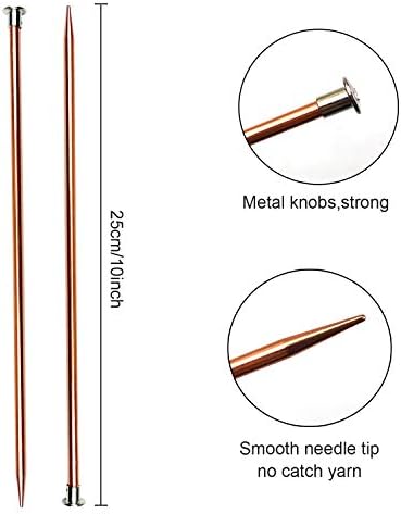 Weabetfu Aluminum Metal Knitting Needle,Colored Straight Single Pointed,10-inch Length for Handmade DIY Knitting,Size US 7(4.5mm) - Image 3