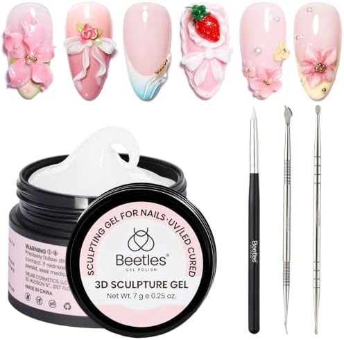 Beetles 3D Gel Nail Art,White 3D Sculpting Gel for Nail Art & Sculpting Pen by beetlesGelPolish