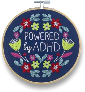 FUNATIC Powered By ADHD Funny Embroidery Kit for Adults Teens by FUNATIC