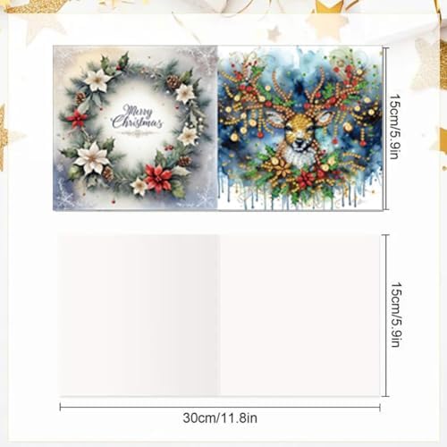 Diamond Art Christmas Cards Kit, 6PCS DIY Diamond Painting Christmas Cards with Envelopes, 5D Diamond Dot Greeting Cards for Adults, Xmas Card for Holiday Crafting Gifts (Christmas Elk) - Image 4