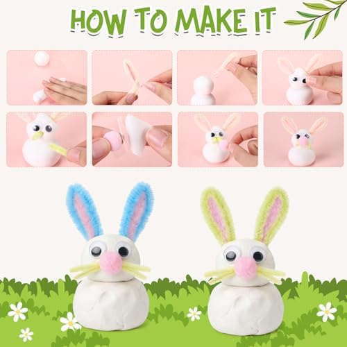 ForraFun 24 Sets Easter Craft Kits DIY Bunny Clay Ornaments for Adult - Image 3