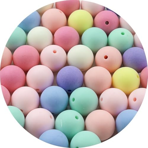 40pcs Acrylic Round Beads for Crafts 18mm Resin Candy Color Spacer Beads with Hole for Jewelry Making Sewing Crafts Decoration Necklaces Bracelets Earrings Supplies(Frosted Mix Colors) by Unknown