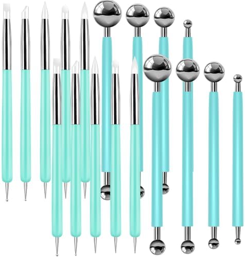 18 Pcs Dotting Tools Silicone Clay Sculpting Tool Ceramic Clay Ball Stylus Pottery Embossing Tool for Rock Modeling Blending, Drawing by Ashmacdo
