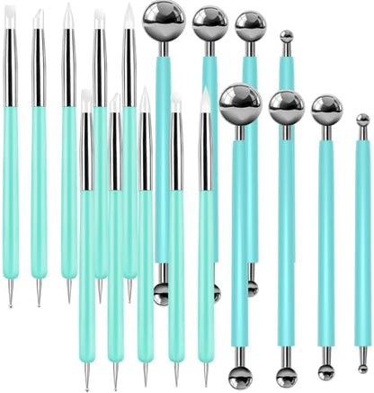 18 Pcs Dotting Tools Silicone Clay Sculpting Tool Ceramic Clay Ball Stylus Pottery Embossing Tool for Rock Modeling Blending, Drawing by Ashmacdo
