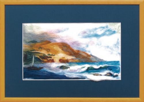 Wizardi Beginner Needle Felting Kit for Adults - Sea Landscape. Sea Felting Kit 6,1x10,24 Inches. Felting Tools. Wool Felting Supplies. Felt Crafts. Wool Felt. V-65C Charivna Mit by Wizardi